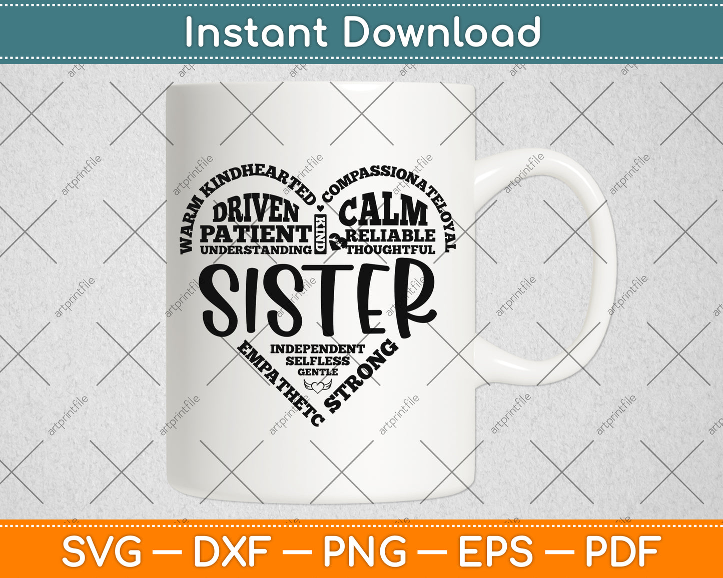 Sisters Day Heart Siblings Day Svg Png Dxf Digital Cutting File