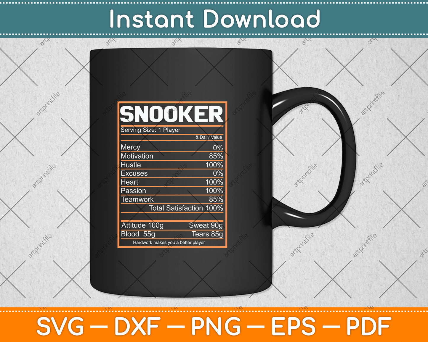 Snooker Player Nutrition Facts Svg Png Dxf Digital Cutting File