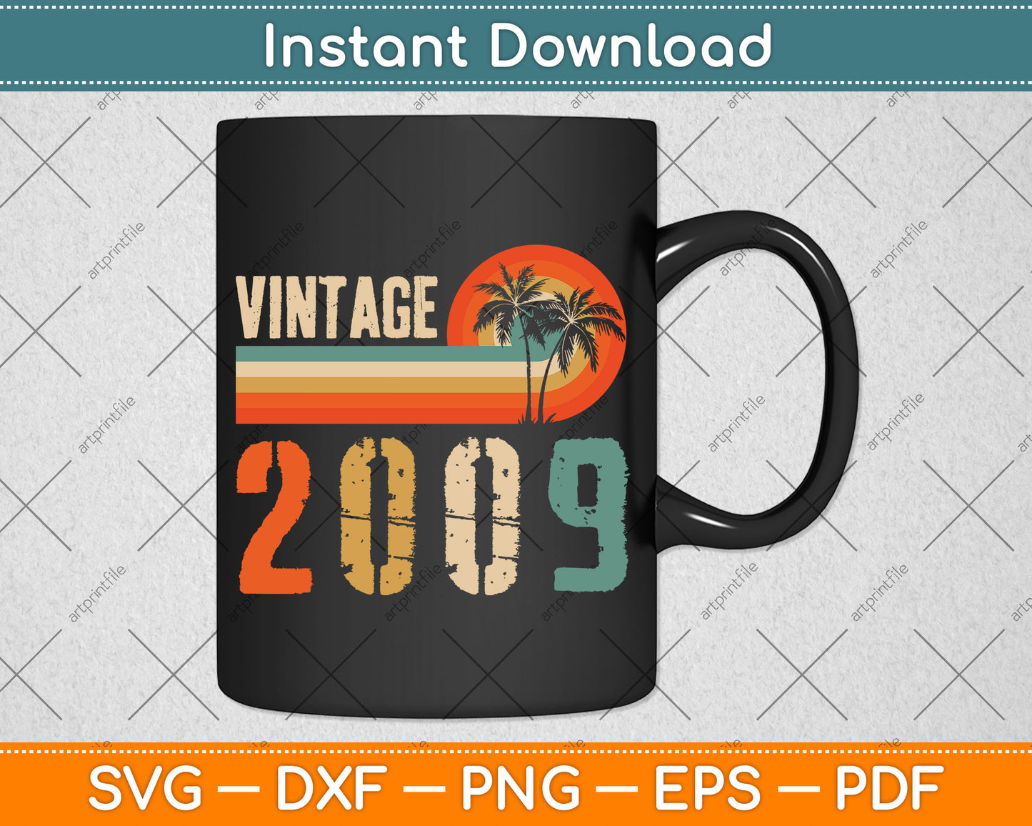 Vintage 2009 13th Birthday Gift Boys Girls 13 Year Old Retro Svg Png Dxf Cutting File