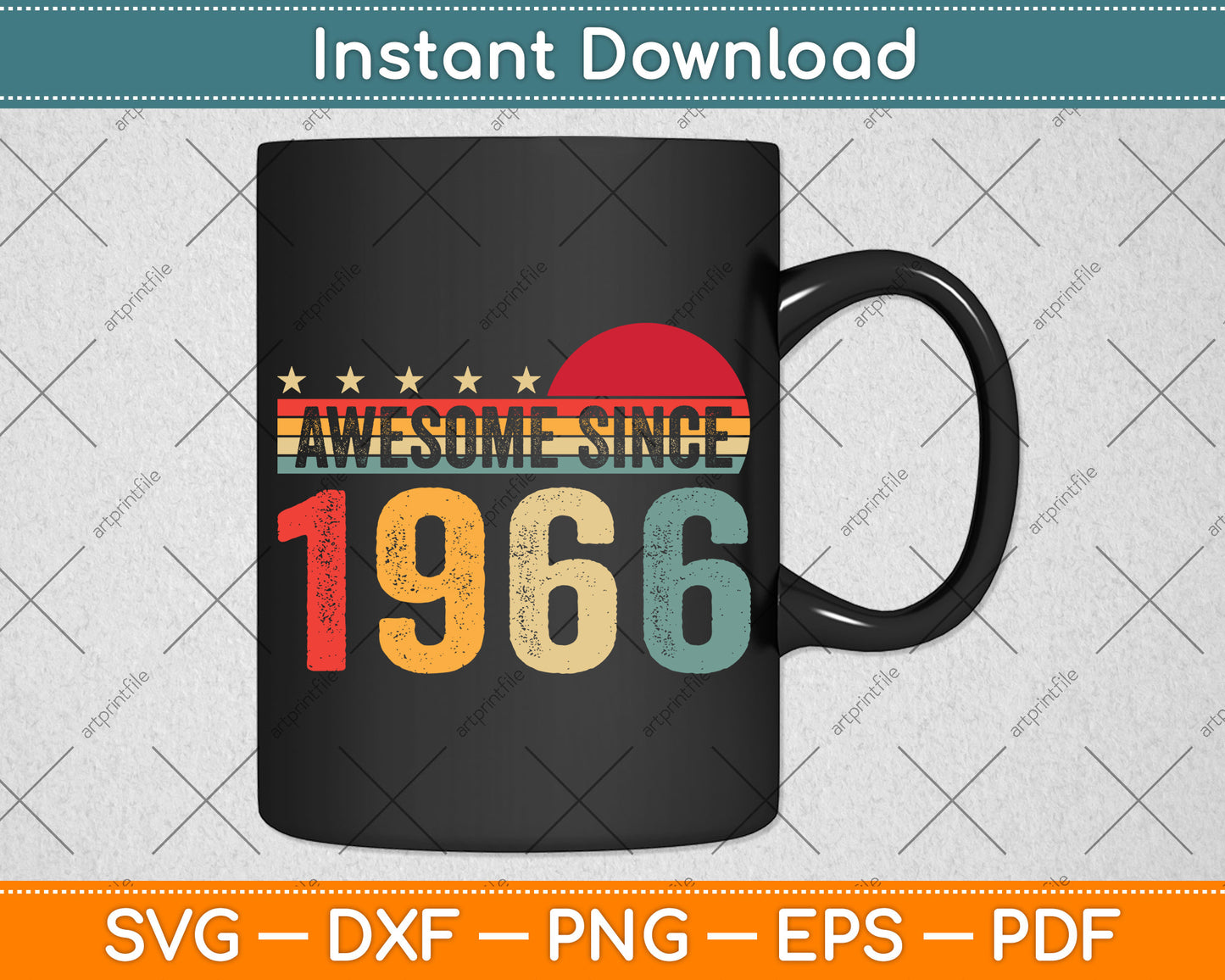 Vintage Awesome Since 1966 56 Years Old 56th Birthday Svg Png Dxf Digital Cutting File