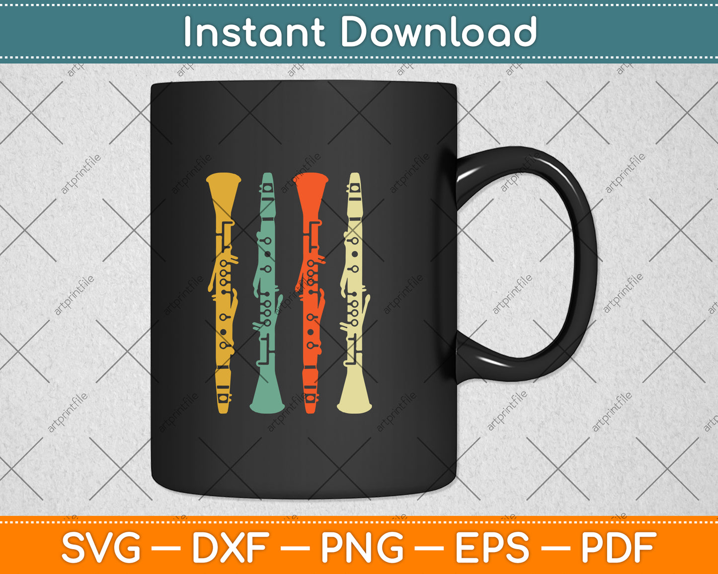 Vintage Clarinet Svg Png Dxf Digital Cutting File