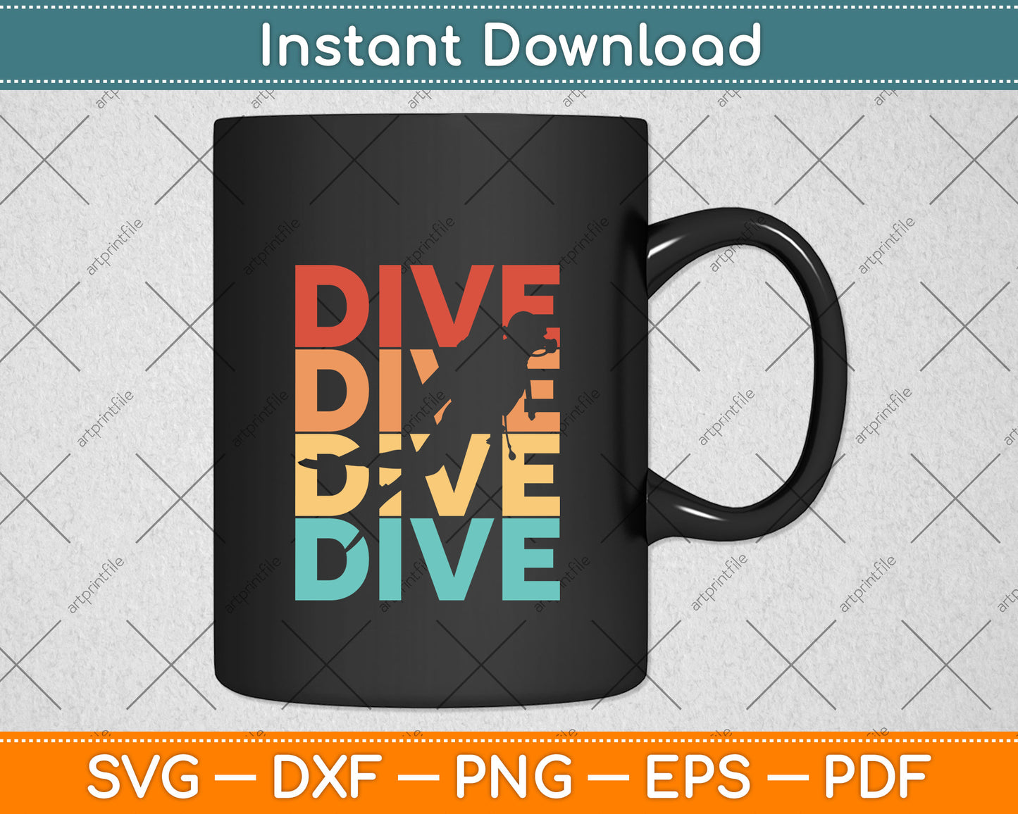 Vintage Retro Scuba Divers Svg Png Dxf Digital Cutting File
