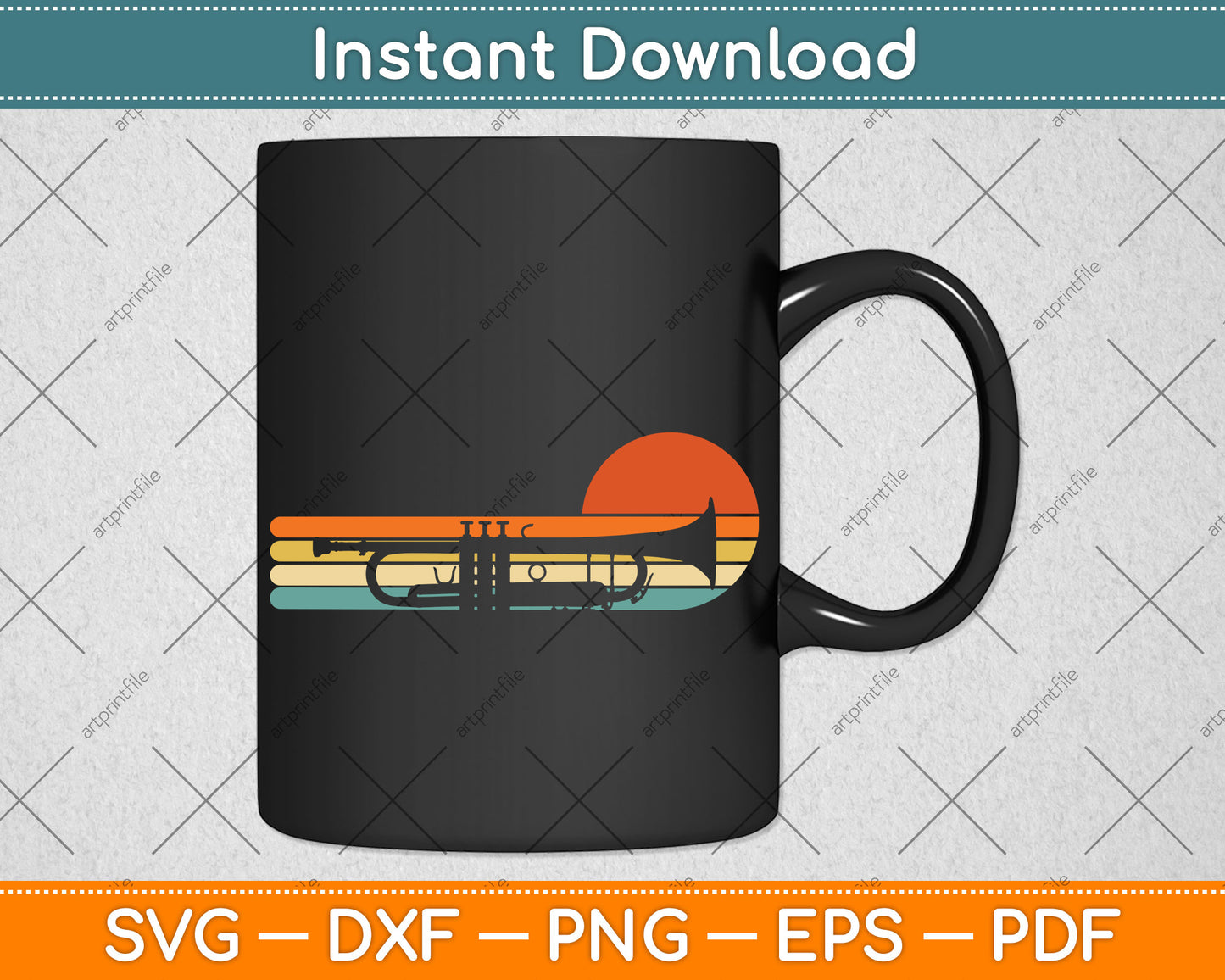 Vintage Retro Style Trumpet Player Svg Png Dxf Digital Cutting File