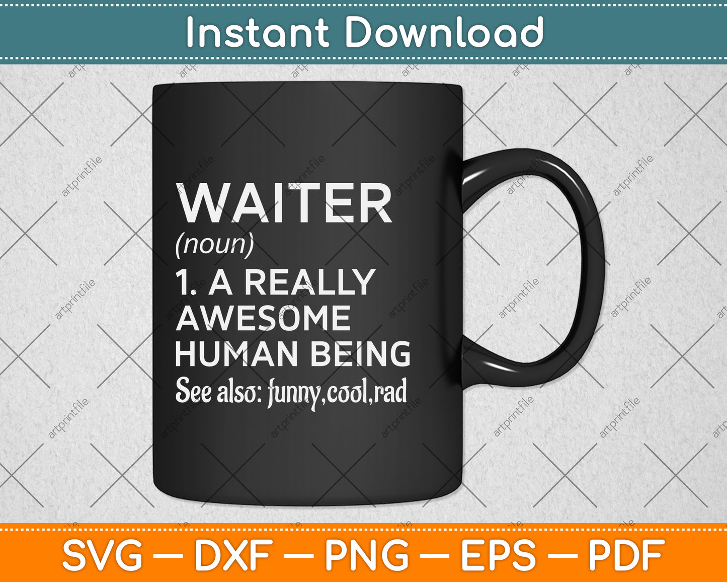 Waiter Definition Funny Food Restaurant Svg Png Dxf Digital Cutting File