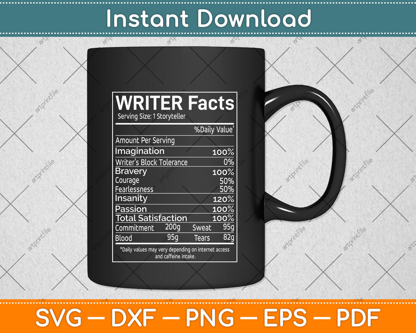 Writer Facts Storyteller Nutrition Information Svg Png Dxf Digital Cutting File