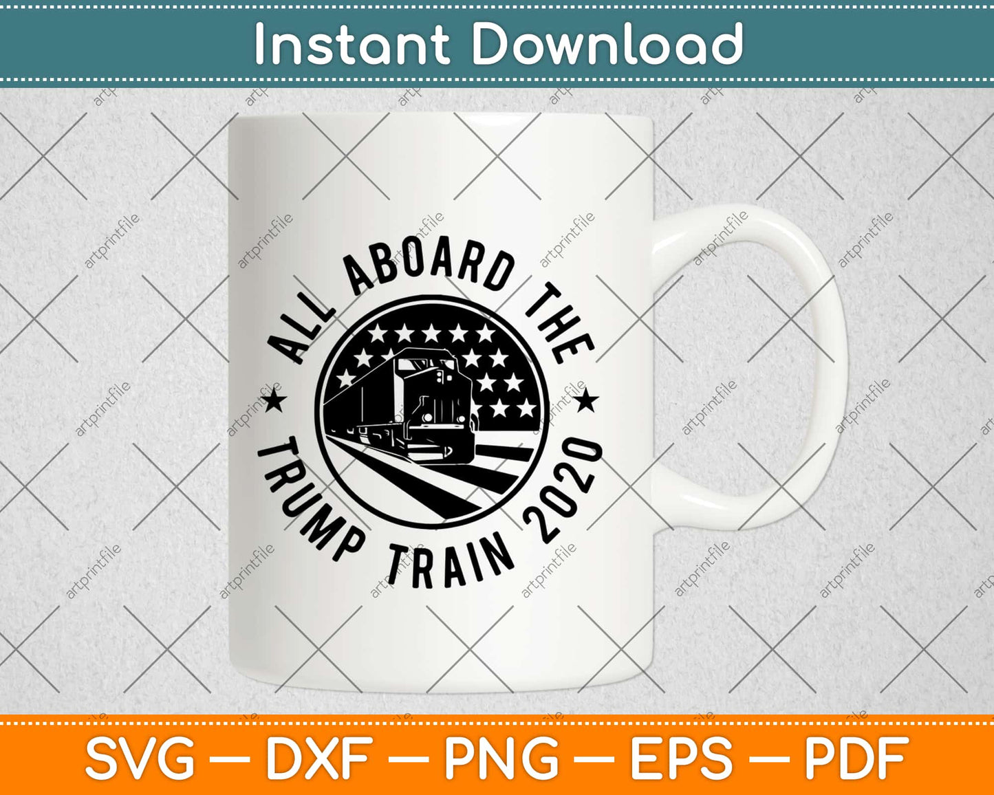 All Aboard The Trump Train 2020 American Flag Svg Design Cricut Cutting Files