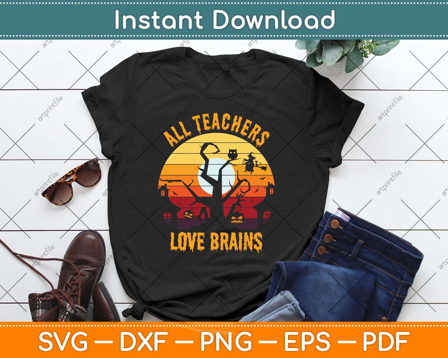 All Teachers Love Brains Funny Halloween Teacher Svg Png Dxf Digital Cutting File