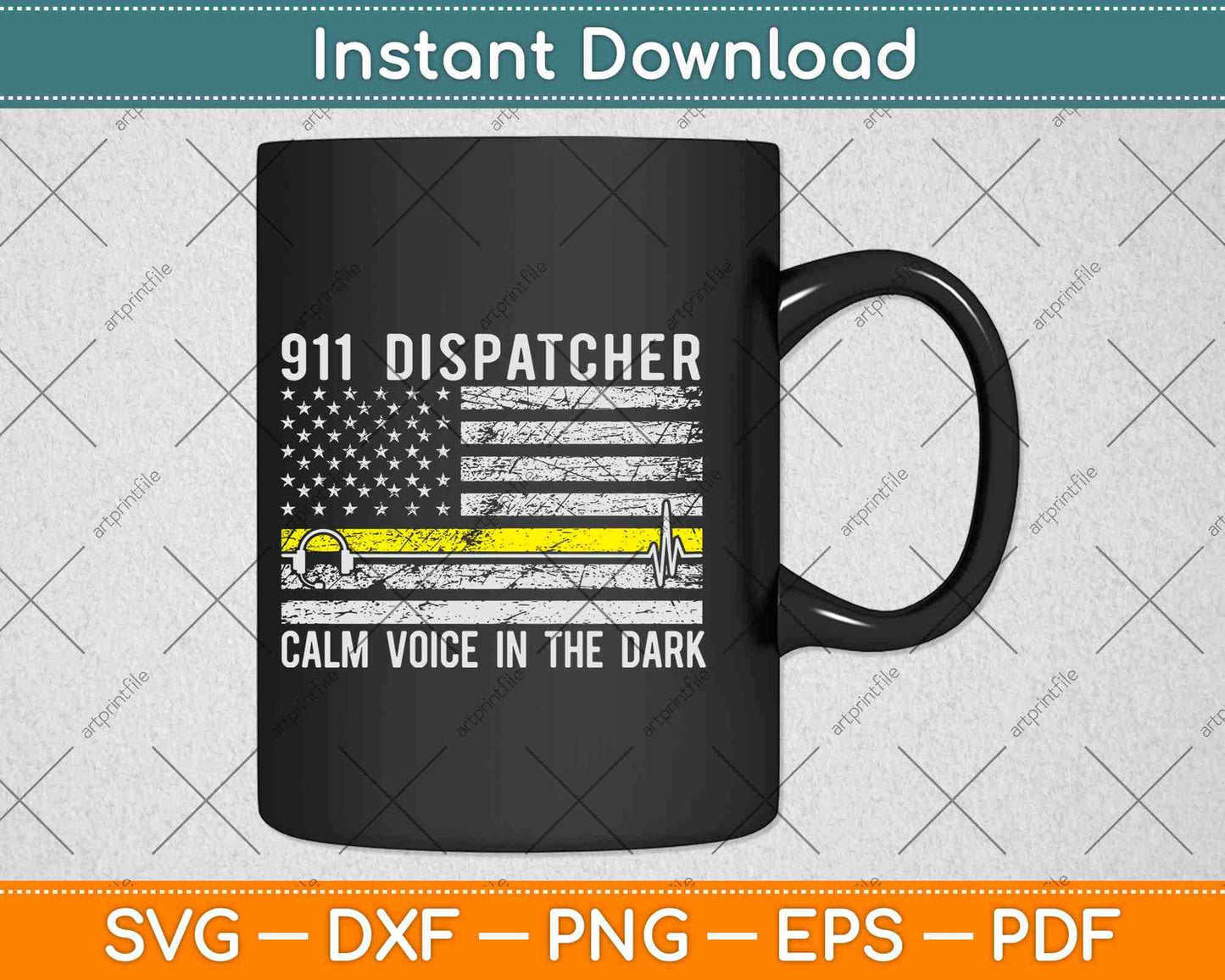 American Flag 911 Dispatcher Calm Voice In The Dark Yellow Line Dad Svg Design