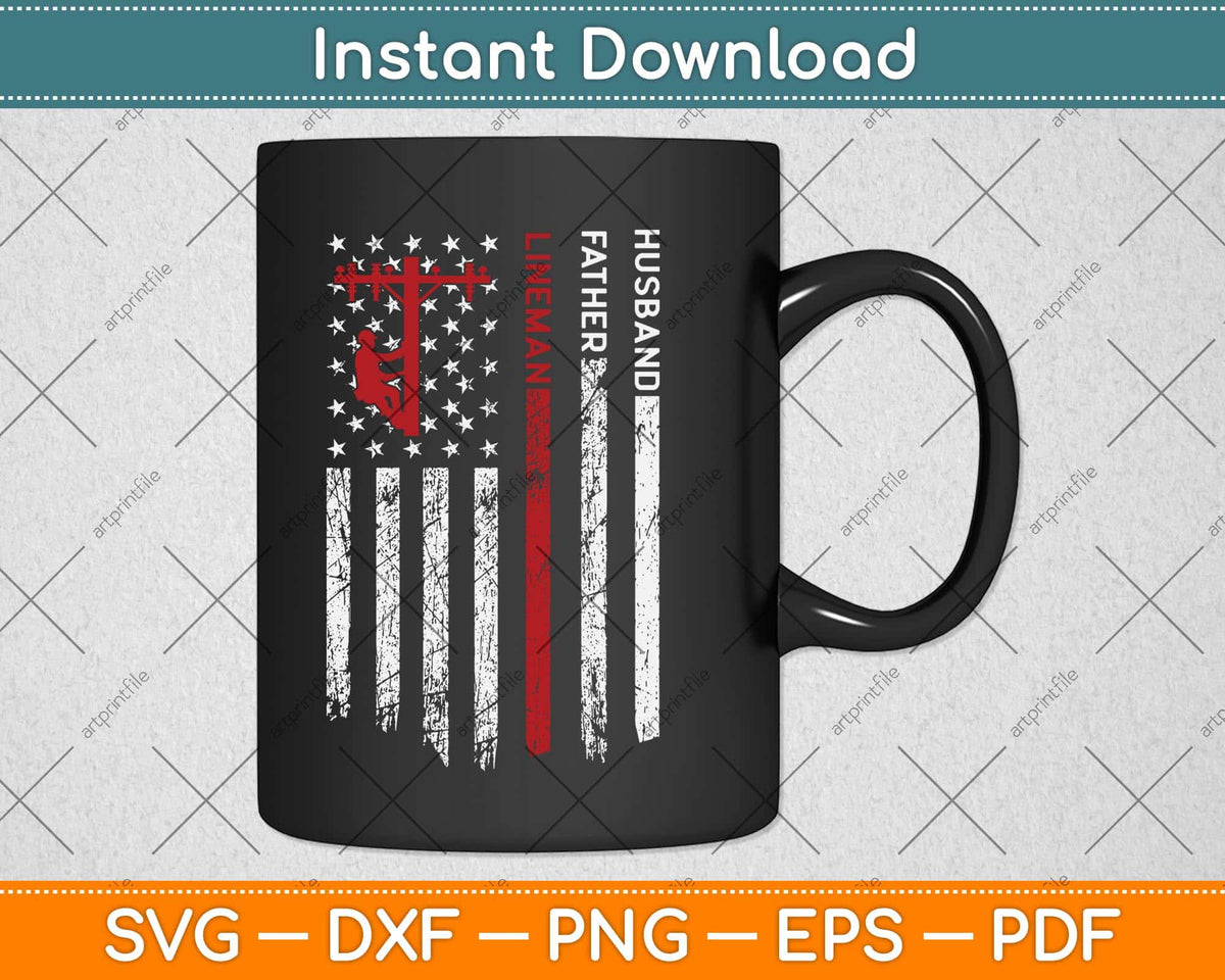 American Flag Electric Cable Lineman Husband Fathers Day Svg Design