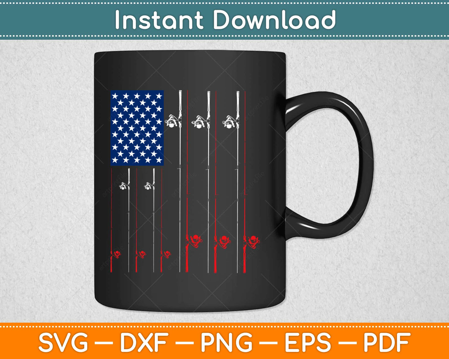 American Flag Patriotic Fishing Pole Outdoorsman Svg Design Cricut Cutting Files