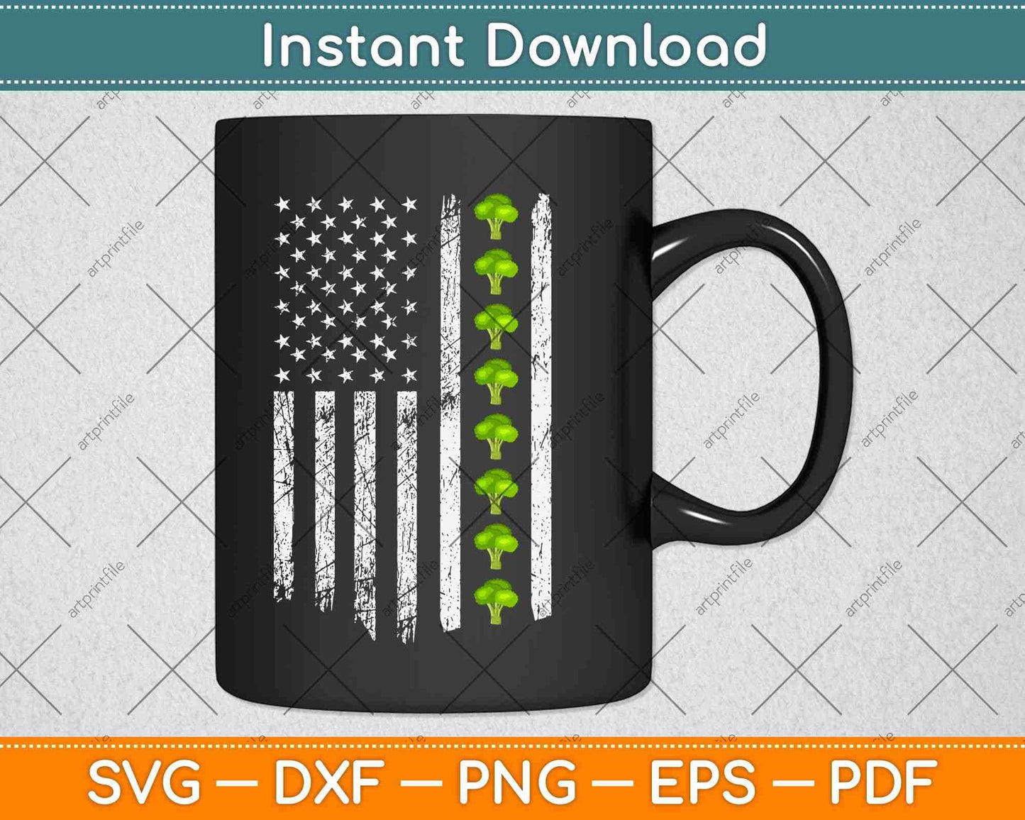 American Flag Vegetables Broccoli Keto Diet Vegan Svg Png Dxf Digital Cutting Files