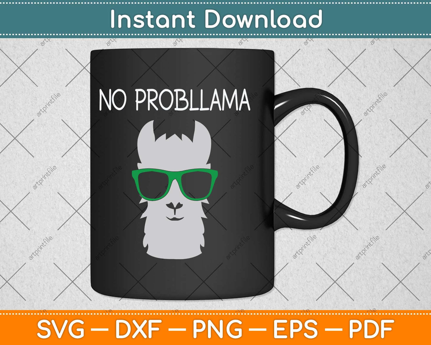 Animal Pun Llama Lover 'No Probllama' Funny Llama Svg Png Dxf Digital Cutting File