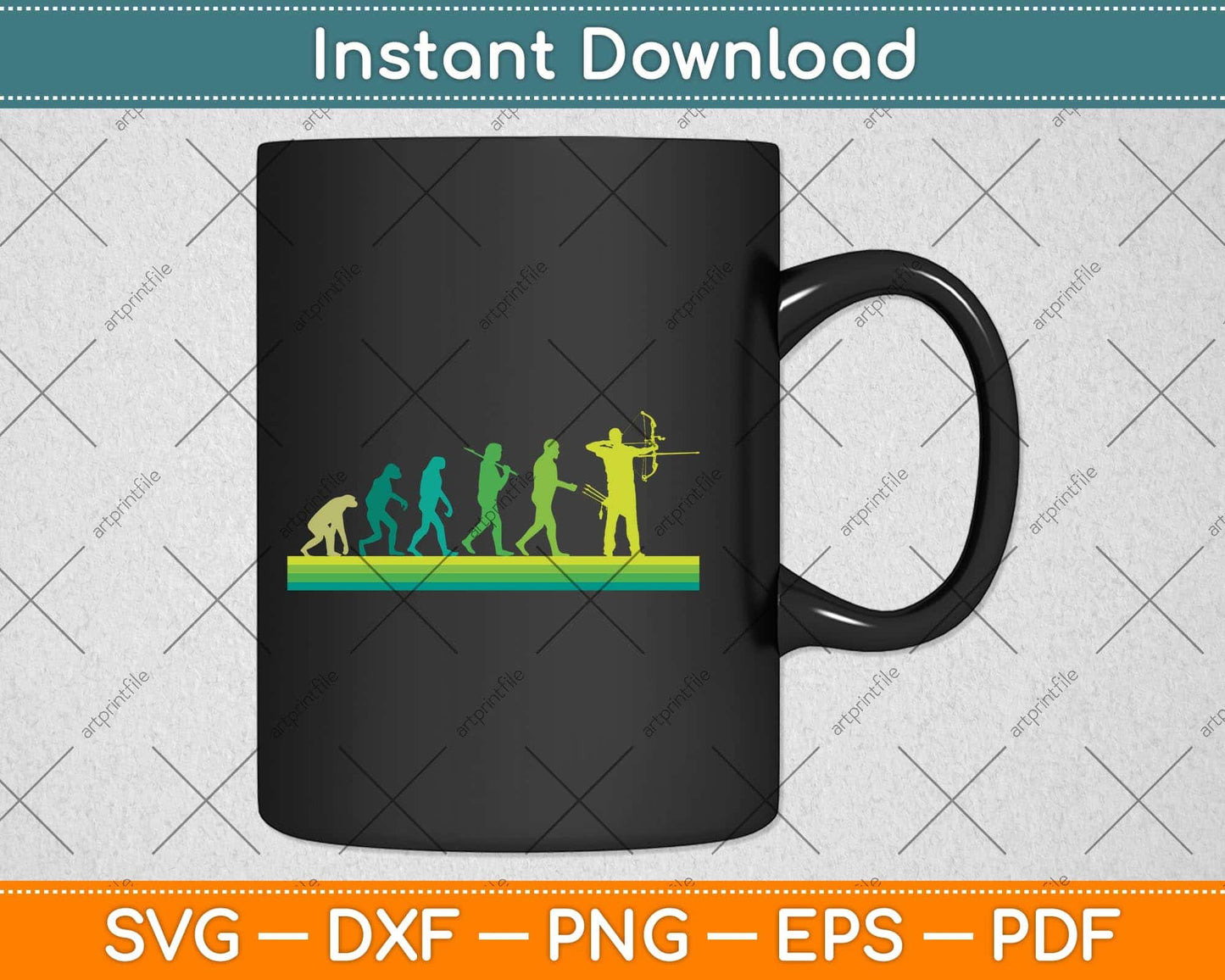 Archery Archer Evolution Retro Svg Png Dxf Digital Cutting File