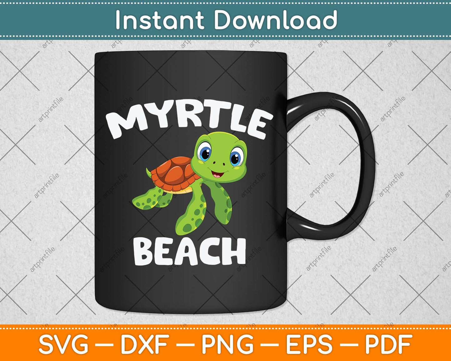 Awesome Myrtle Beach Design Featuring A Cute Sea Turtle Svg Png Dxf Cutting File