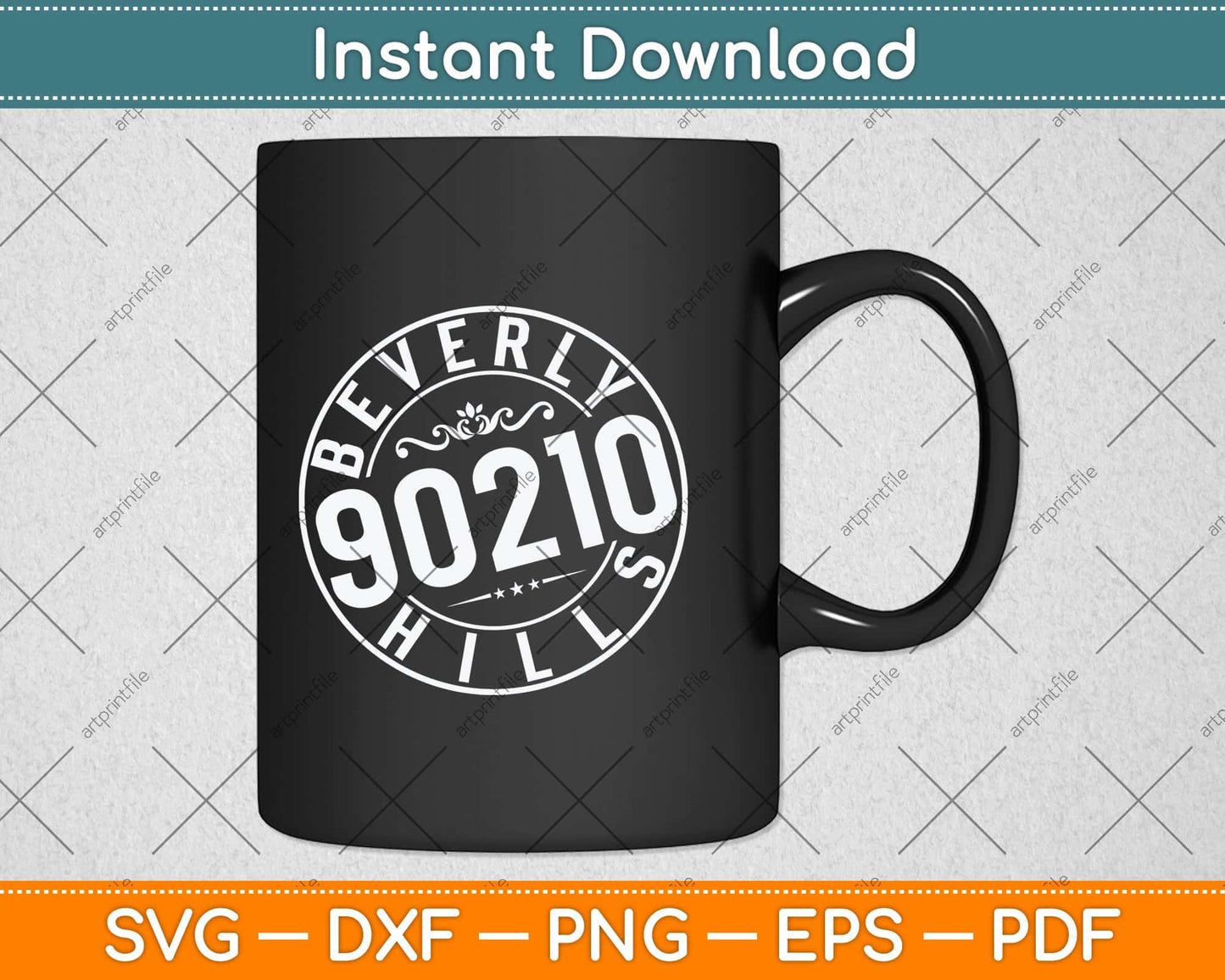 Beverly 90210 Hills Color Blend Logo Svg Png Dxf Digital Cutting File