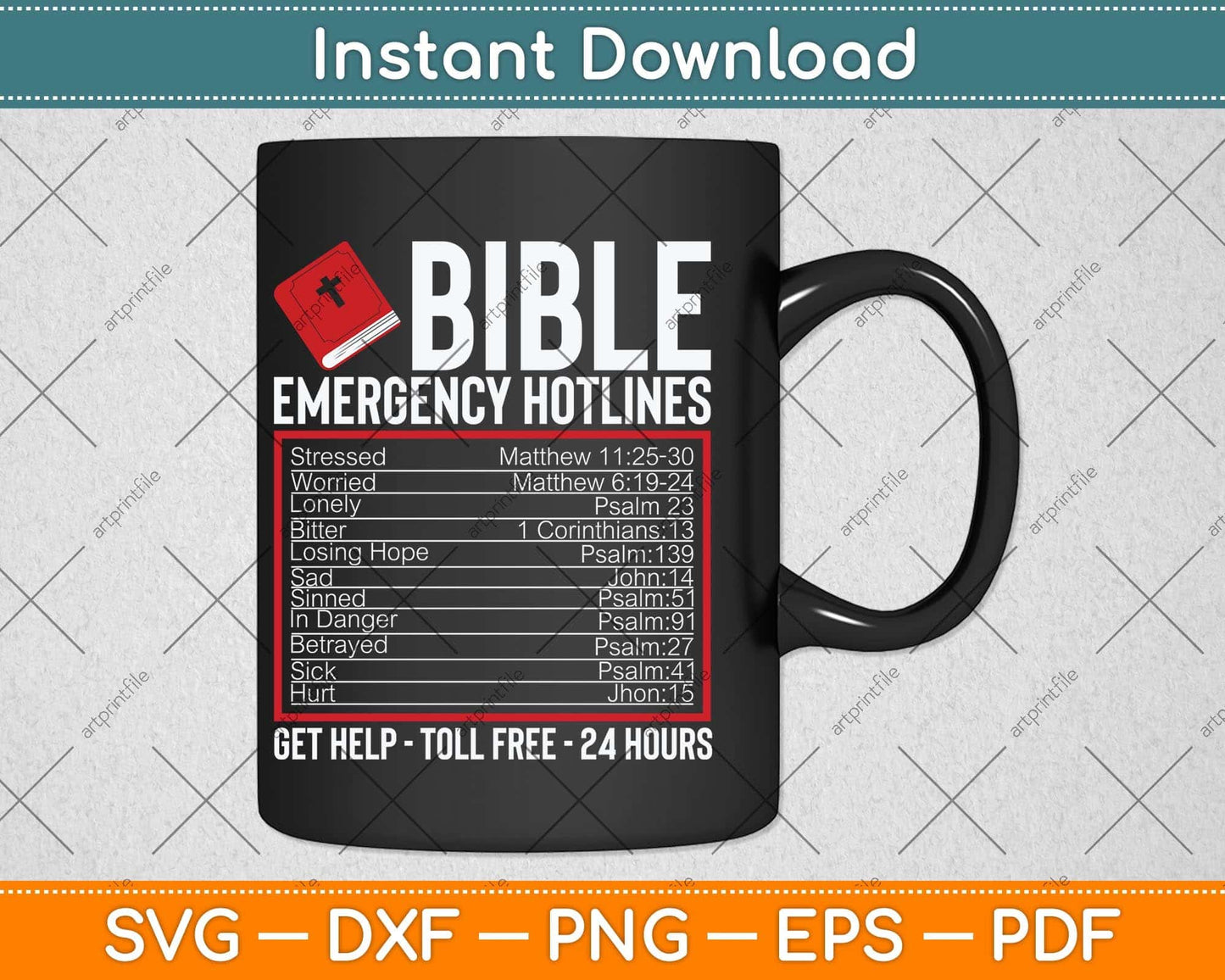 Bible Emergency Numbers Funny Christian Bible & Jesus Svg Cutting File