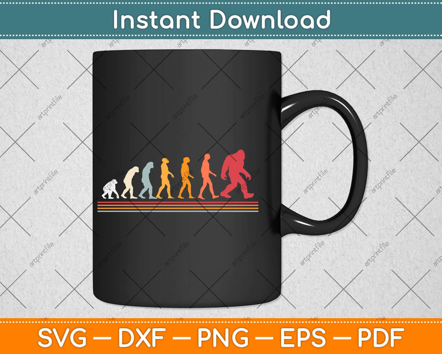 Bigfoot Evolution Funny Vintage Retro Svg Png Dxf Digital Cutting File