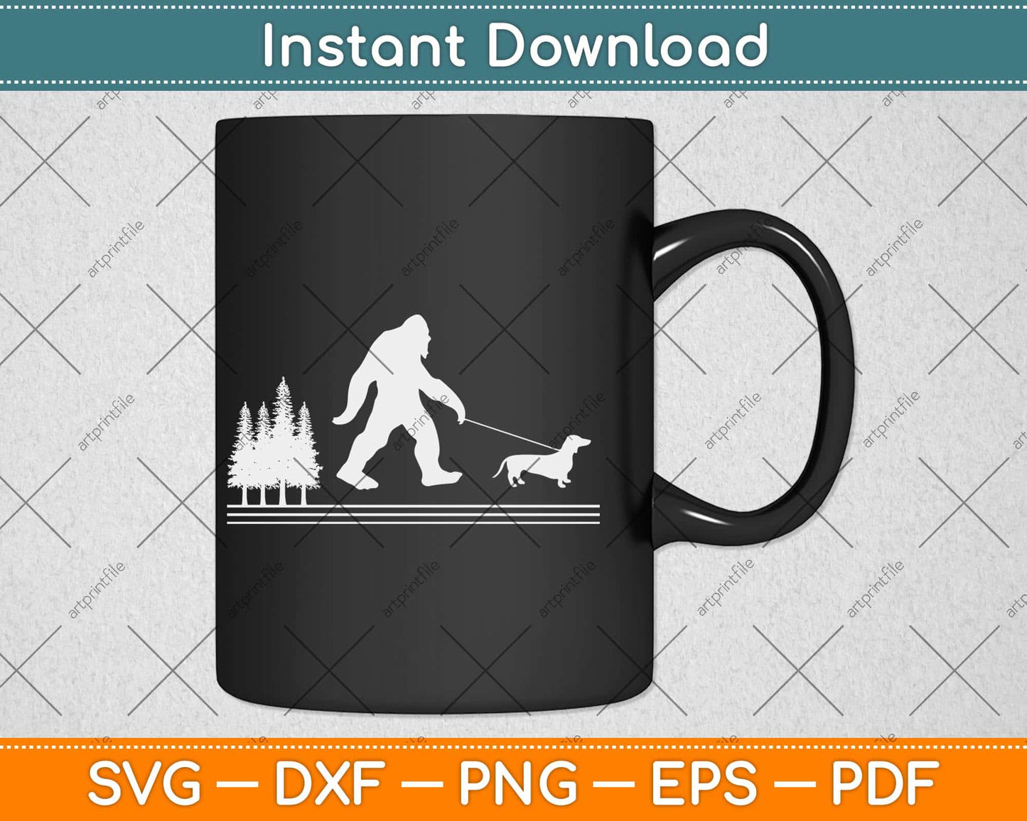 Bigfoot Walking Dachshund Funny Wiener Dog Svg Png Dxf Digital Cutting File
