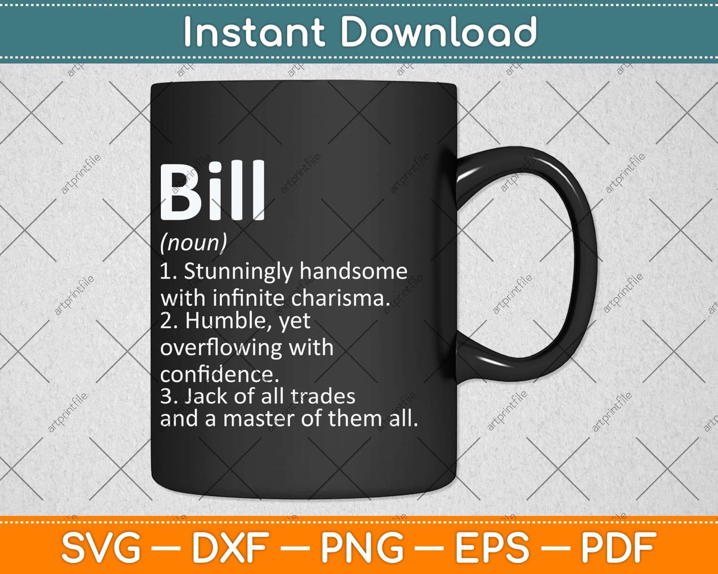 BILL Definition Personalized Name Funny Birthday Svg Png Dxf Digital Cutting File