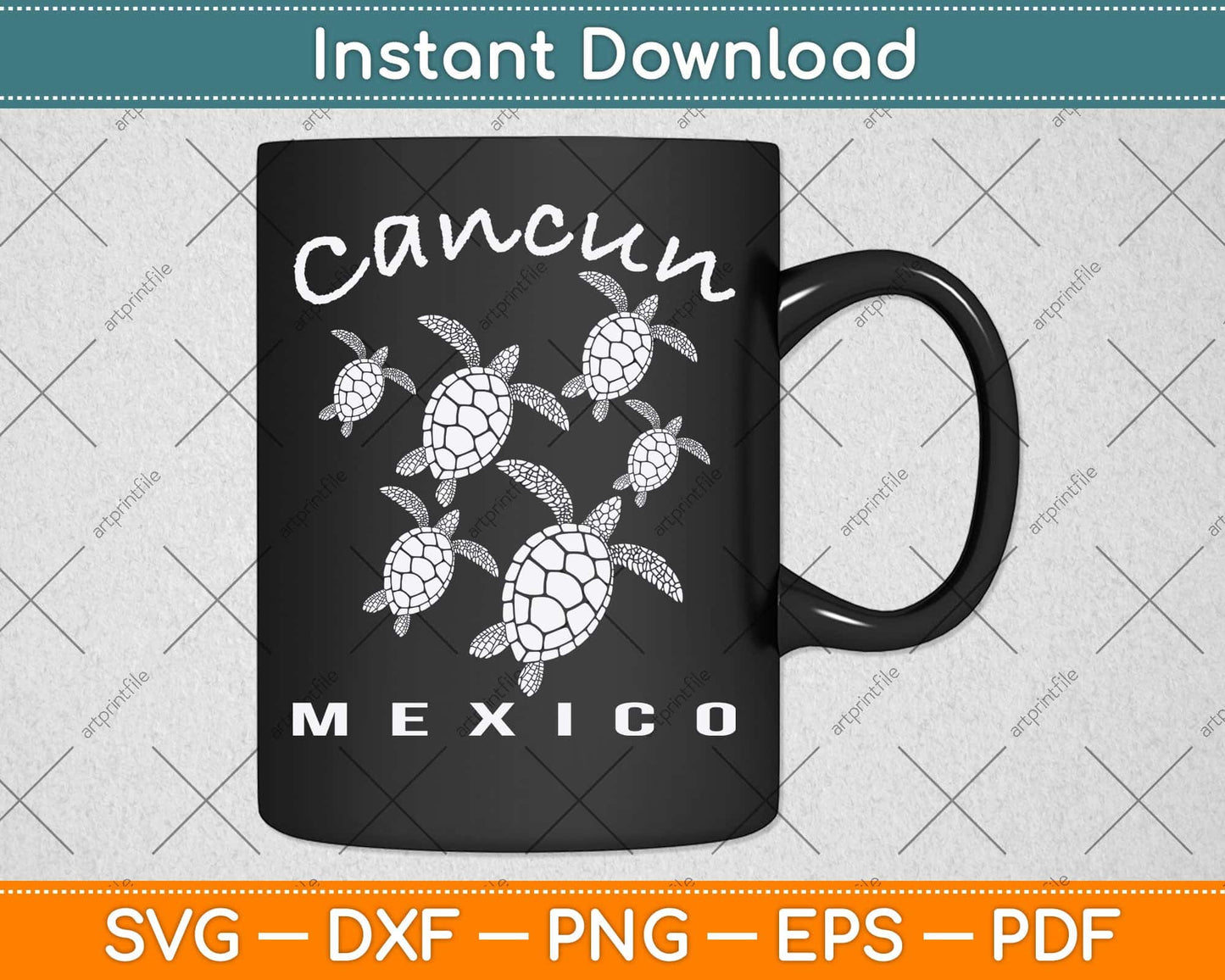 Cancun Mexico Sea Turtles Beach Vacation Trip Retro Vintage Svg Png Dxf Cutting File