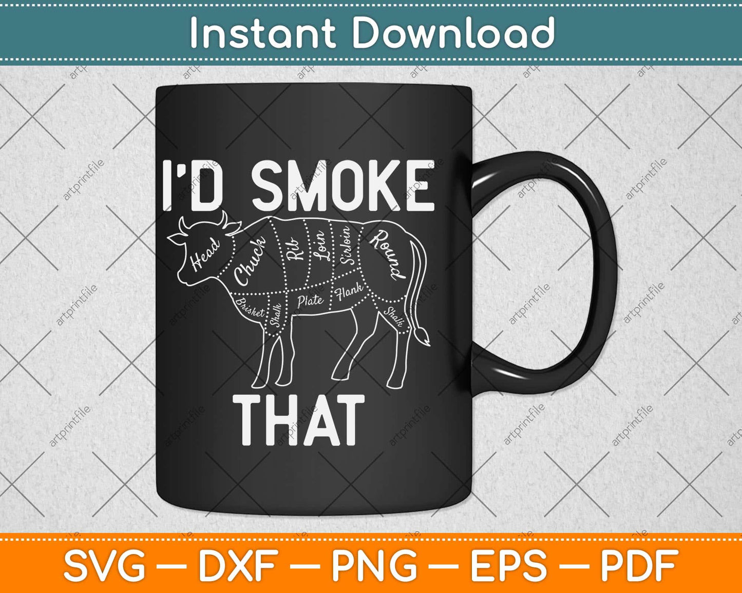 Chef Butcher Cook BBQ I'd Smoke That Cow Beef Funny Svg Png Dxf Cutting File