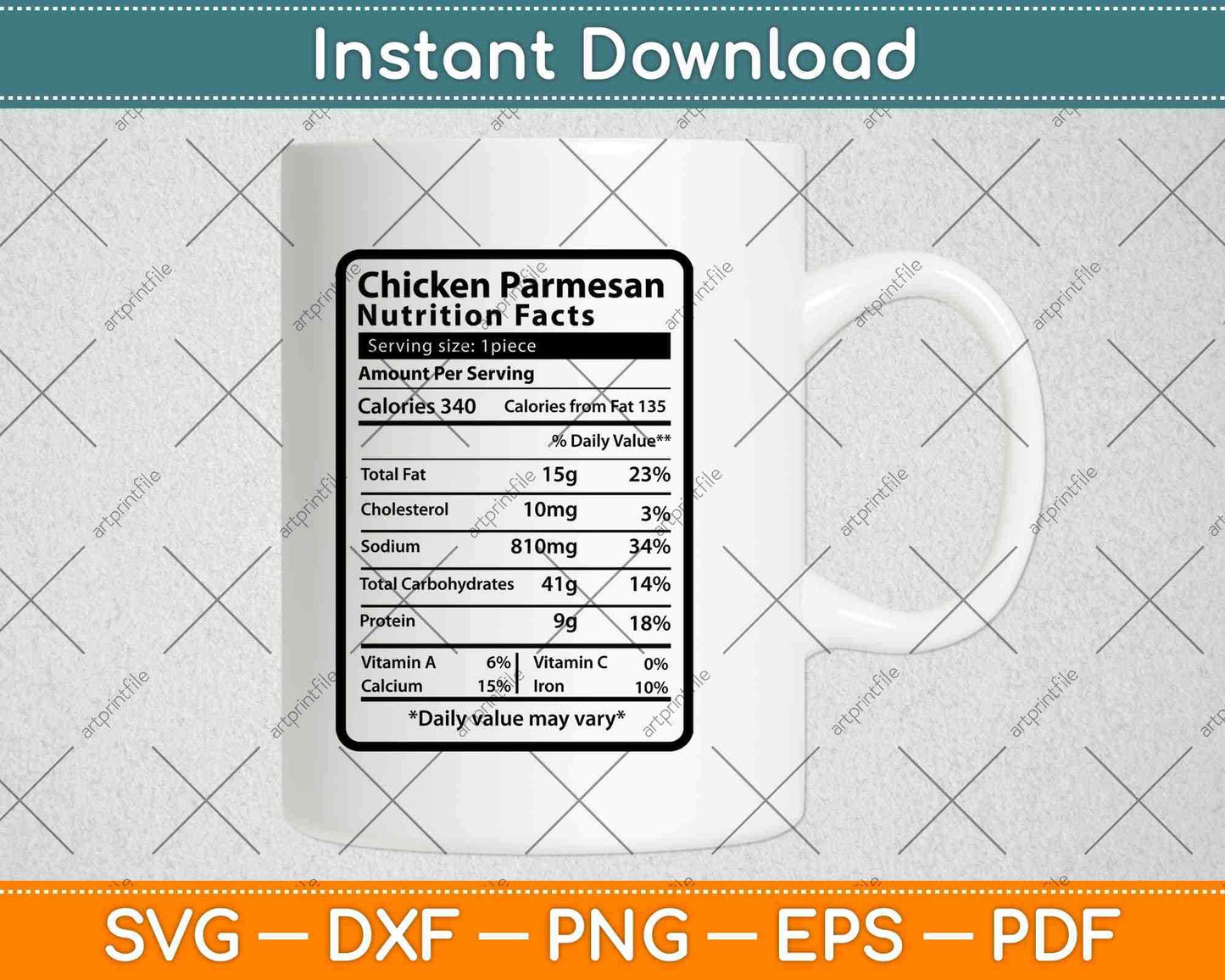 Chicken Parmesan Nutrition Facts Svg Png Dxf Digital Cutting Files
