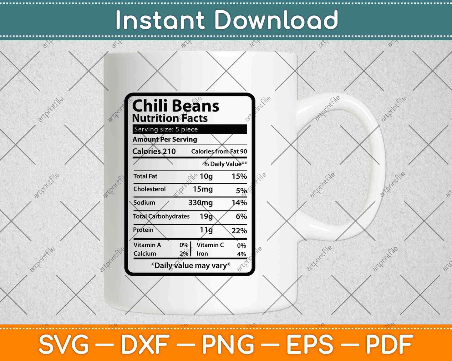 Chili Beans Nutrition Facts Svg Png Dxf Digital Cutting Files