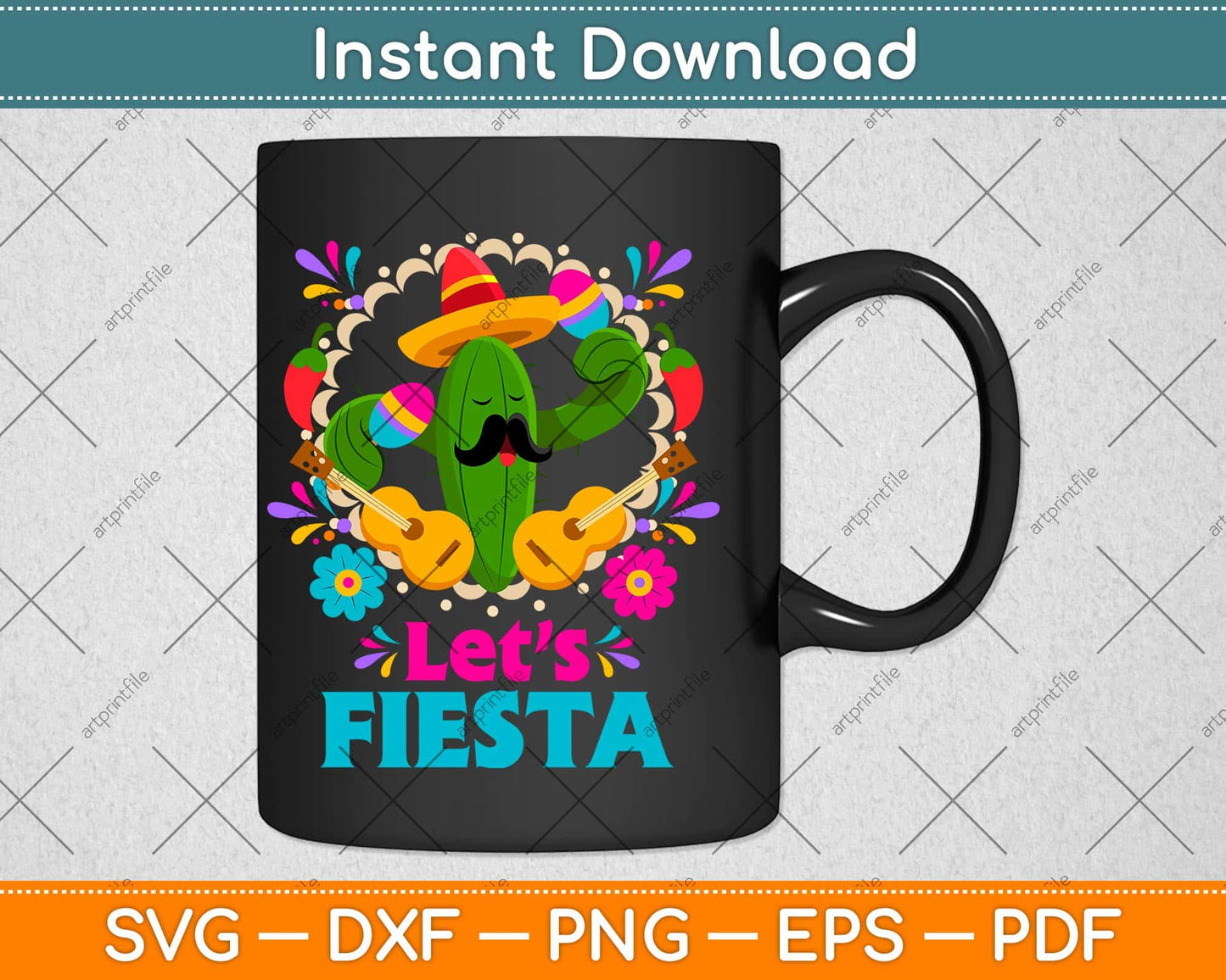 Cinco De Mayo Mexican Guitar Cactus Svg Png Dxf Digital Cutting File