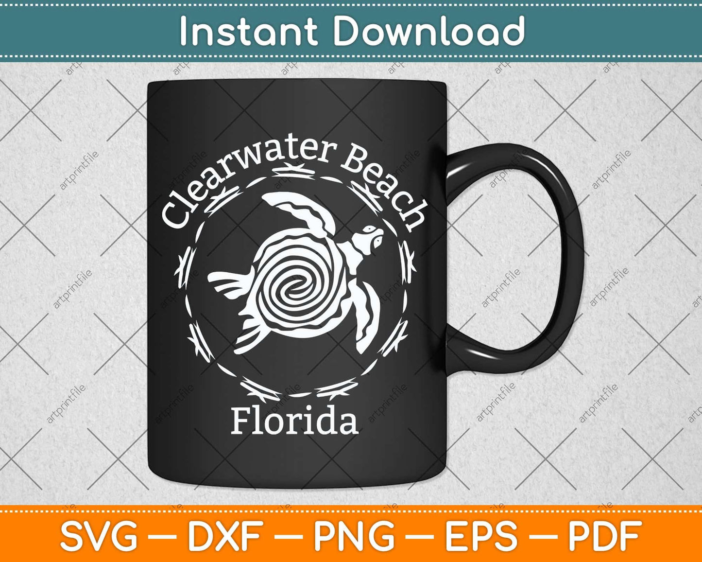 Clearwater Beach Vintage Tribal Turtle Svg Png Dxf Digital Cutting File