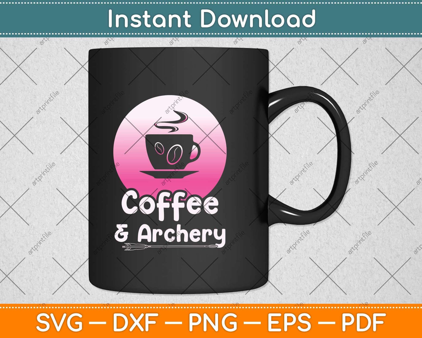 Coffee and Archery Svg Png Dxf Digital Cutting File