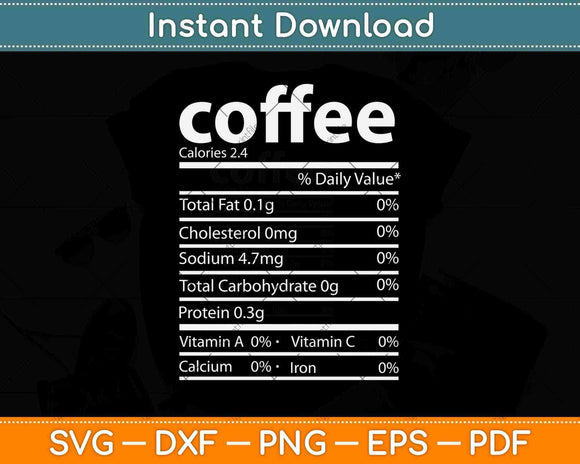 Coffee Nutrition Facts 2021 Funny Thanksgiving Food Svg Design