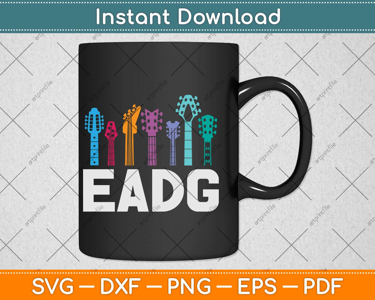 Cool Electric Bass Eadg Guitar Rock Music Player Svg Png Dxf Digital Cutting File
