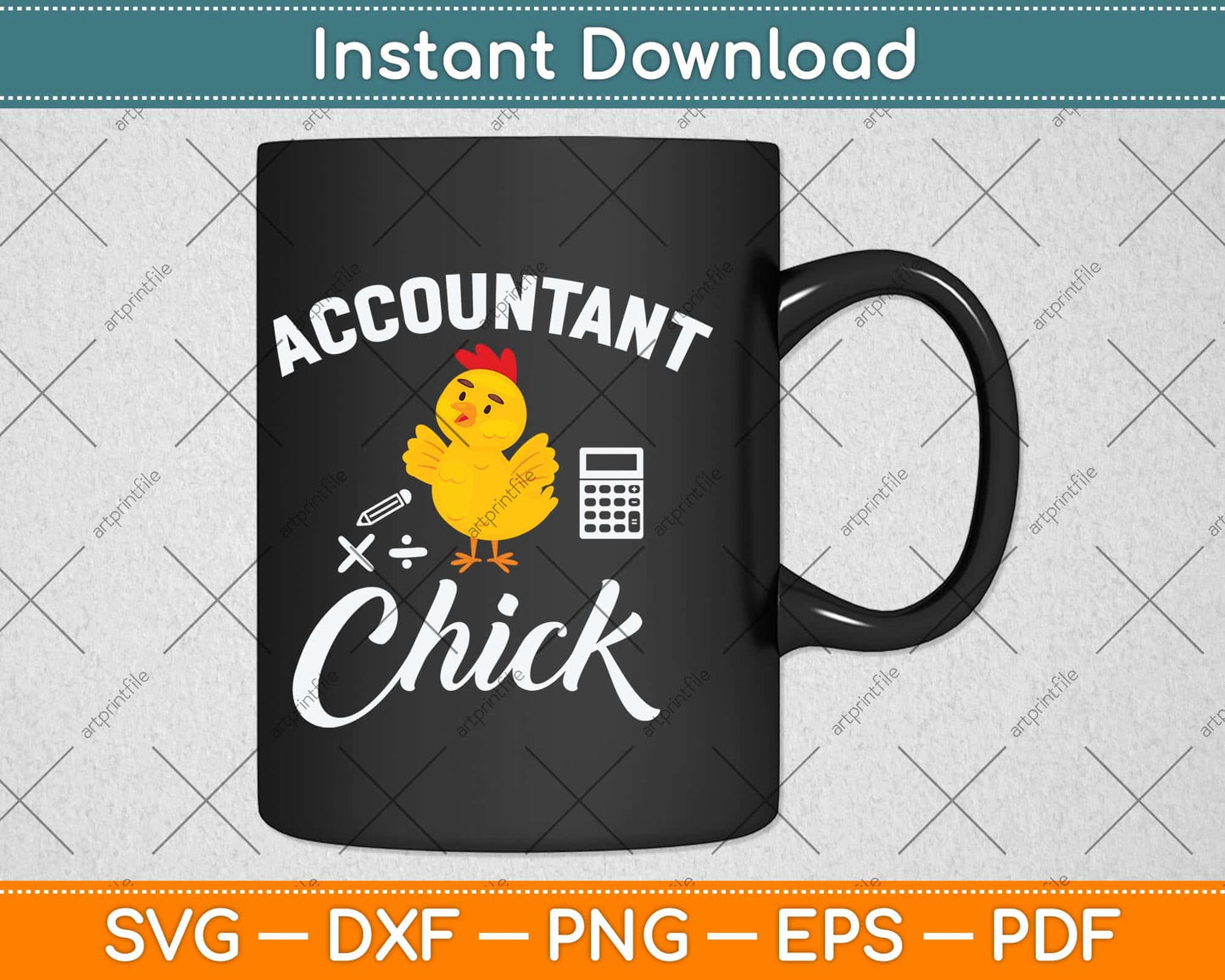 Cute Accountant Chick CPA Bookkeeper Auditor Svg Png Dxf Digital Cutting File