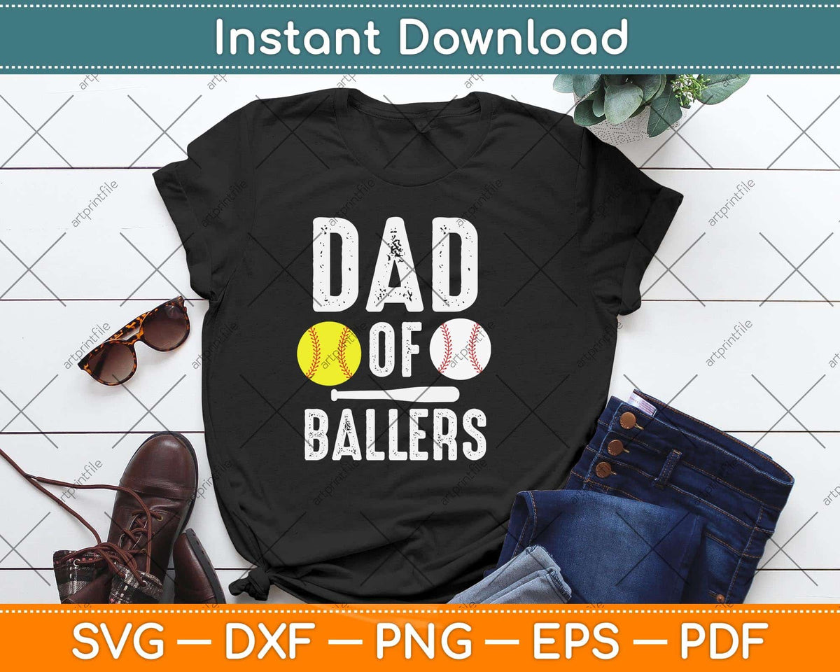 S Dad Of Ballers Funny Baseball And Softball Player Shirt