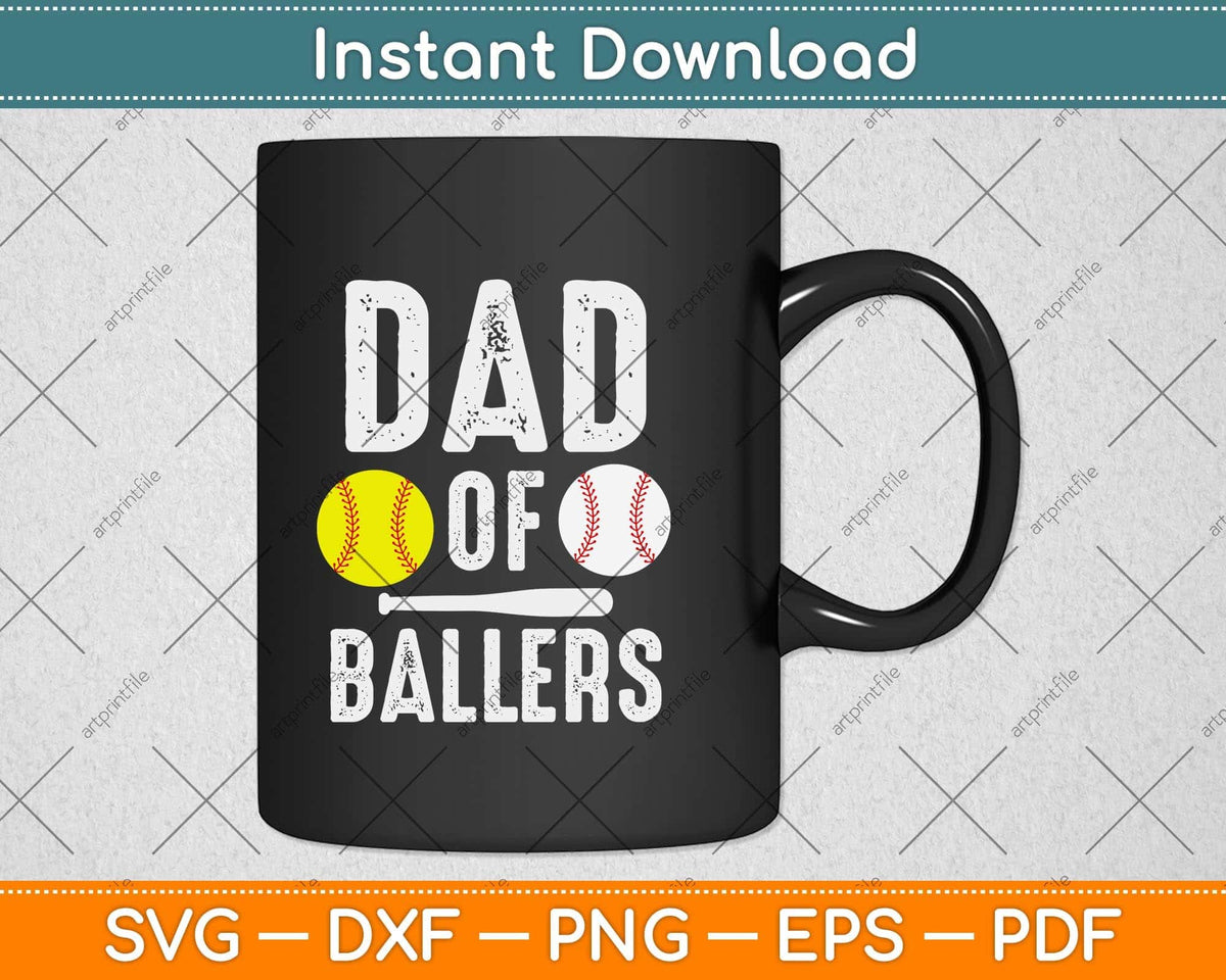 Dad of Ballers Funny Dad of Baseball and Softball Player T-Shirt