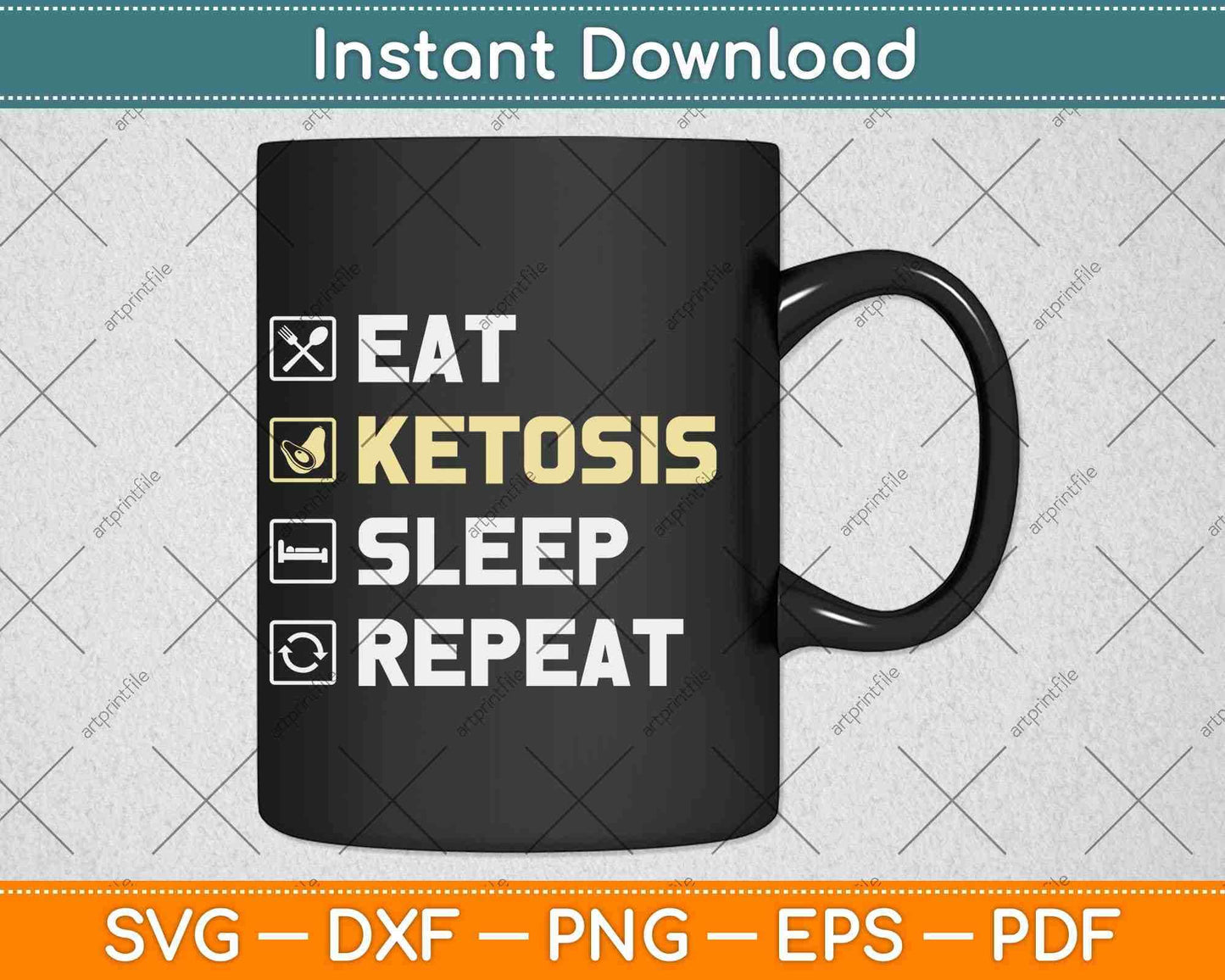 Eat Ketosis Sleep Repeat Keto Diet Svg Design Cricut Printable Cutting Files