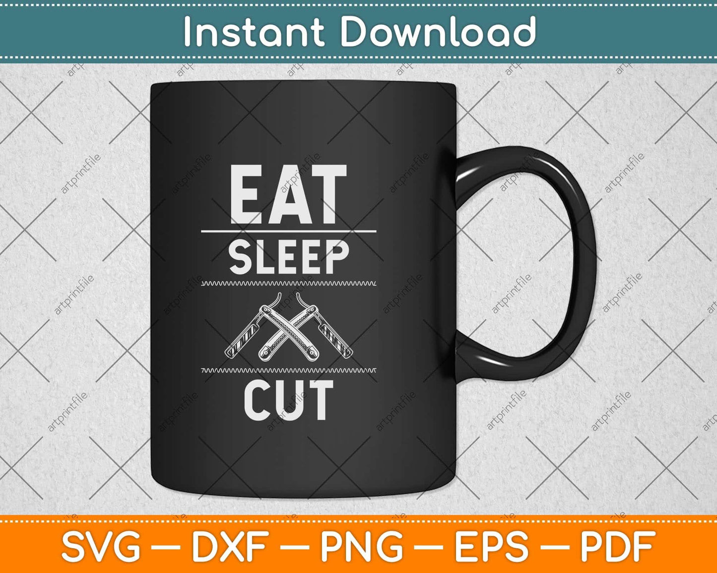 Eat Sleep Cut Razor Barber Hair Stylist Svg Png Dxf Digital Cutting File
