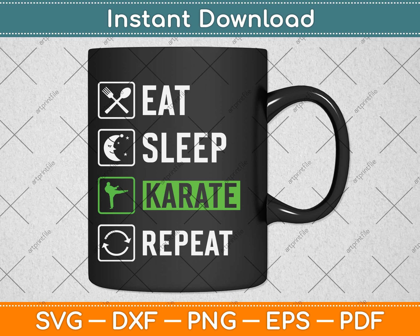 Eat Sleep Karate Repeat Funny Svg Design Cricut Printable Cutting Files
