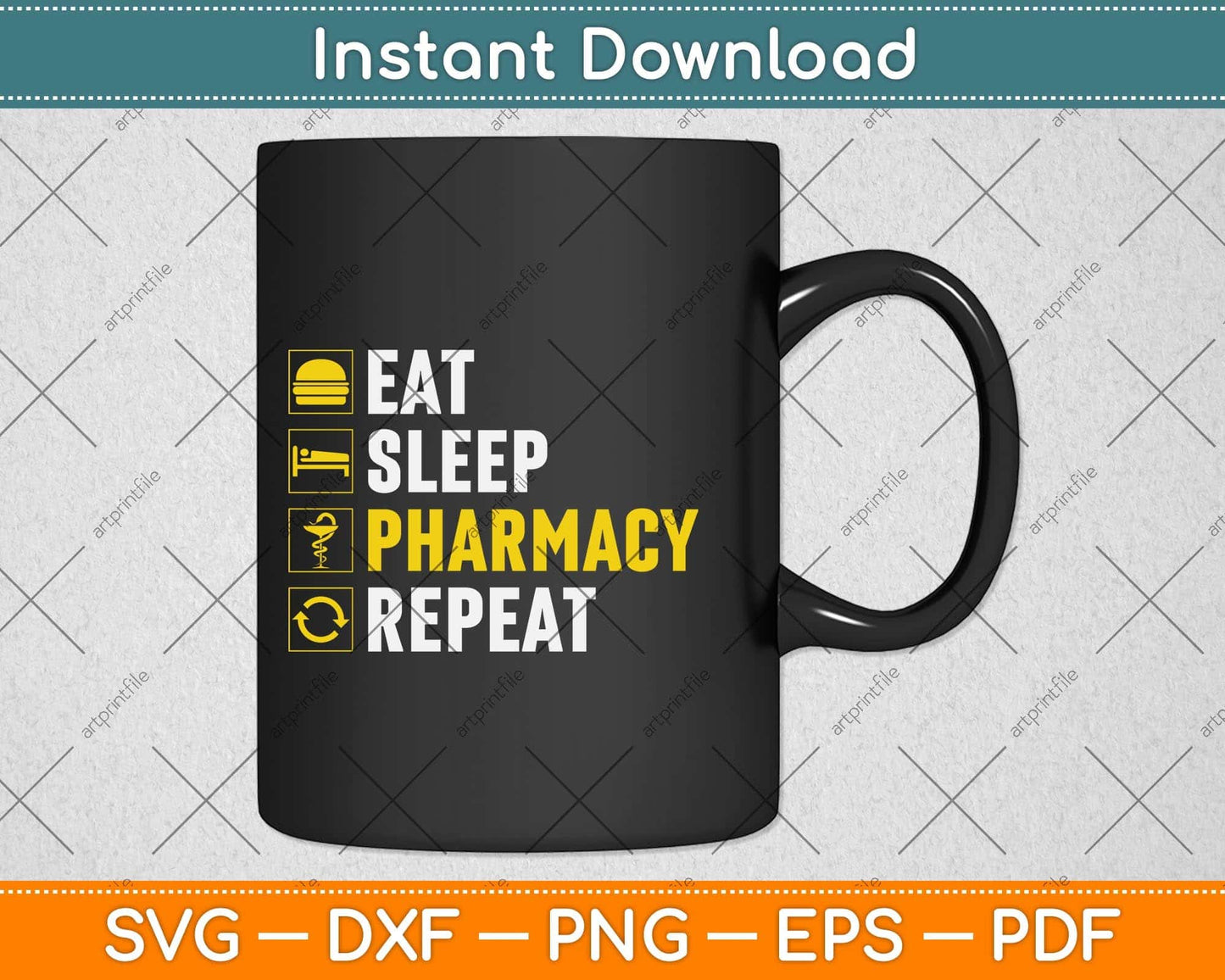 Eat Sleep Pharmacy Repeat Pharmacist Svg Png Dxf Digital Cutting File