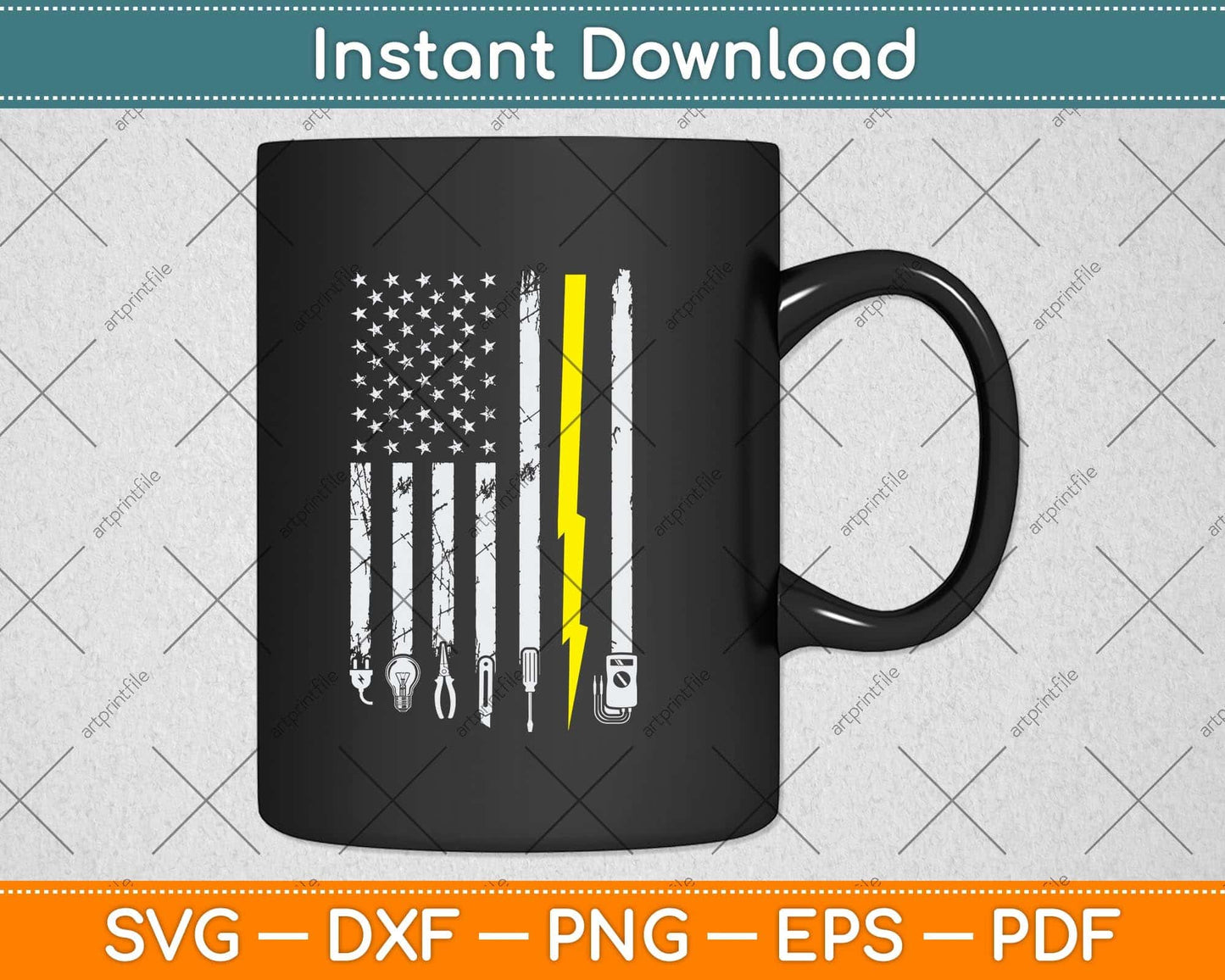 Electrician US Flag Tools for Electricians Svg Png Dxf Digital Cutting File
