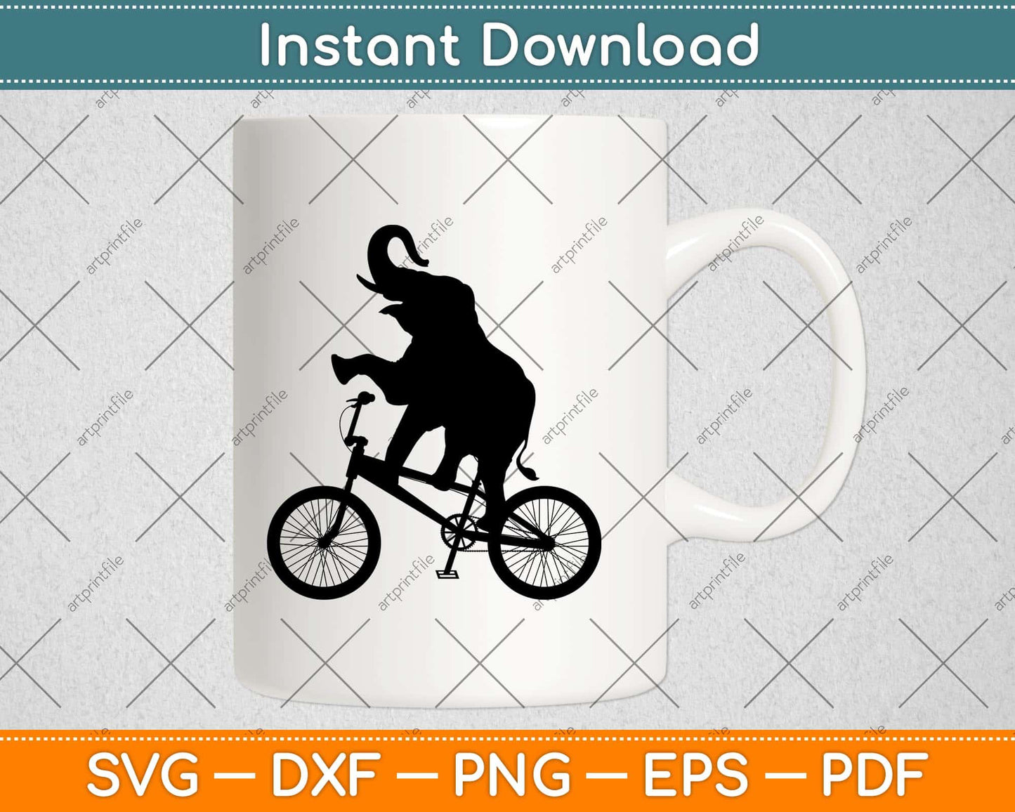 Elephant Funny Cycling Svg Design Cricut Printable Cutting Files
