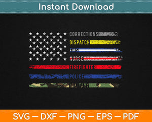 First Responders Hero Flag Nurse EMS Police Fire Military Svg, Png Printable Cuttting Files