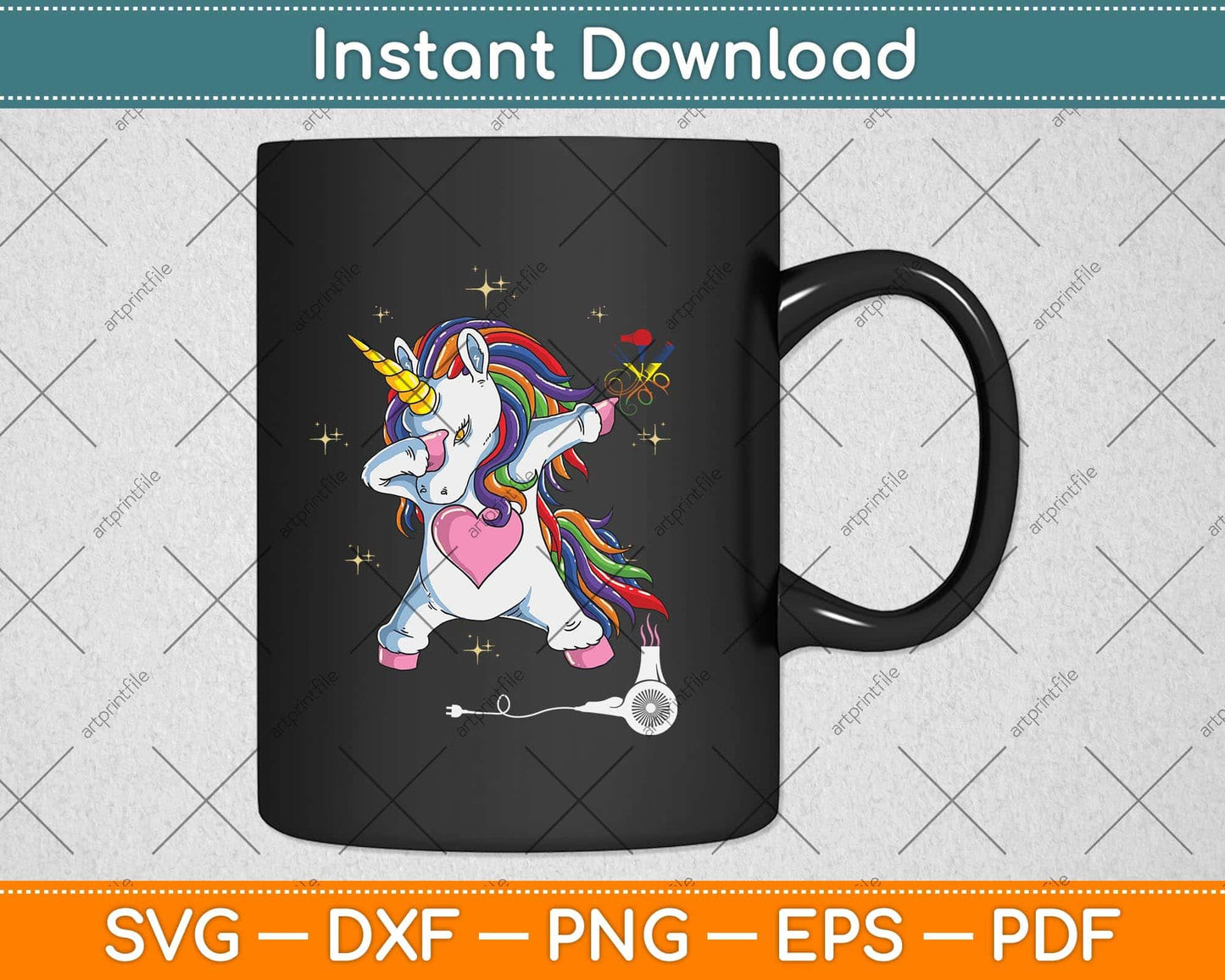Funny HairStylist Dabbing Unicorn Svg Png Dxf Digital Cutting File