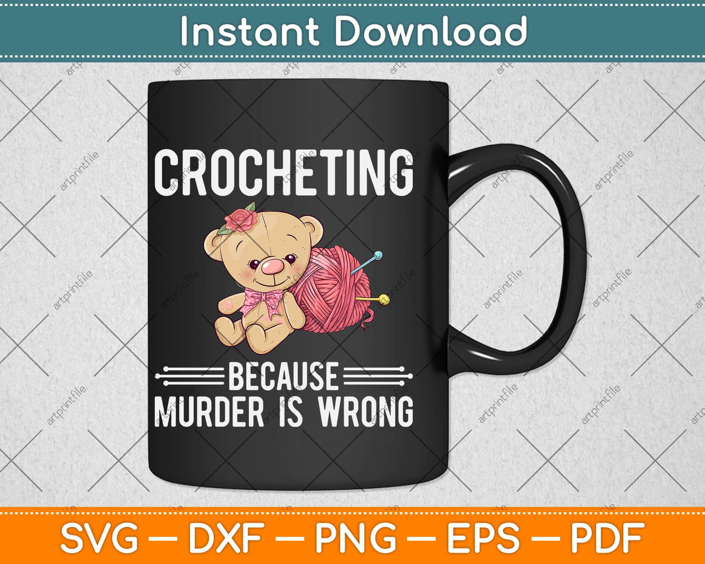Funny Panda Crochet Gifts Crocheting Because Murder Is Wrong Svg Design