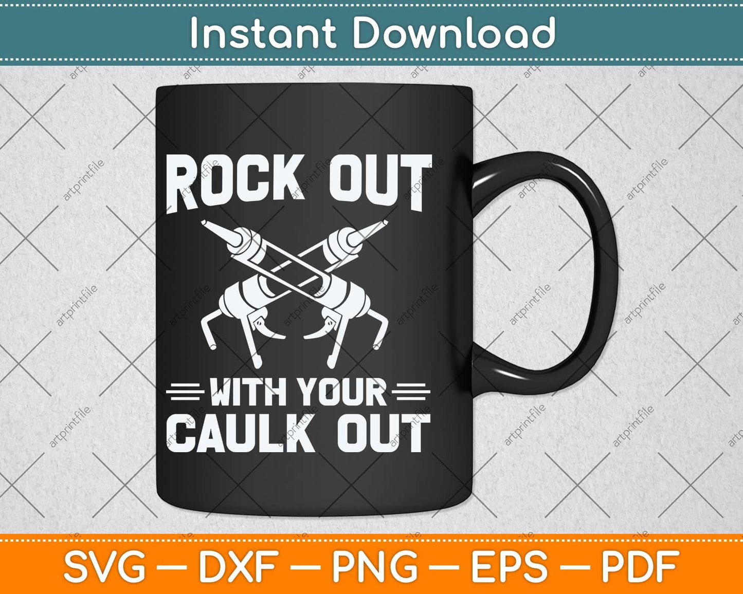 Funny Rock Out With Your Caulk Out Construction Worker Svg Cutting File