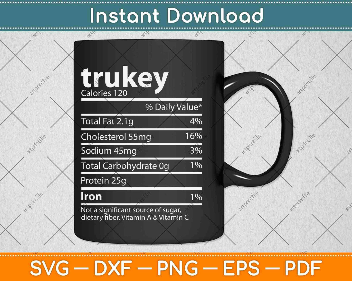 Funny Turkey Nutrition Facts for Thanksgiving Svg Design Cricut Printable Files