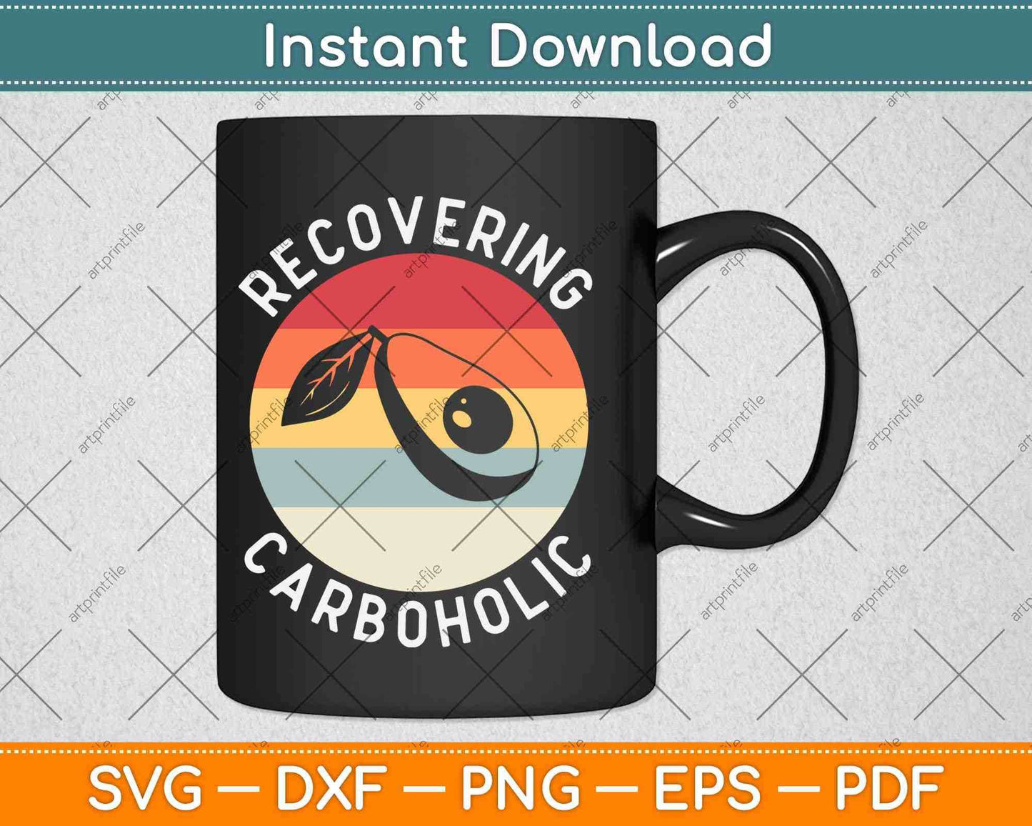 Funny Vintage Recovering Carbaholic Avocado Keto Diet Svg Design