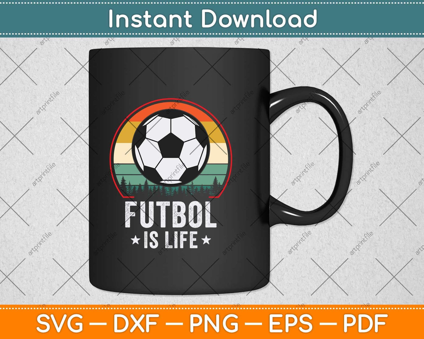 Futbol Is Life Football Lover Soccer Funny Vintage Svg Png Dxf Digital Cutting File