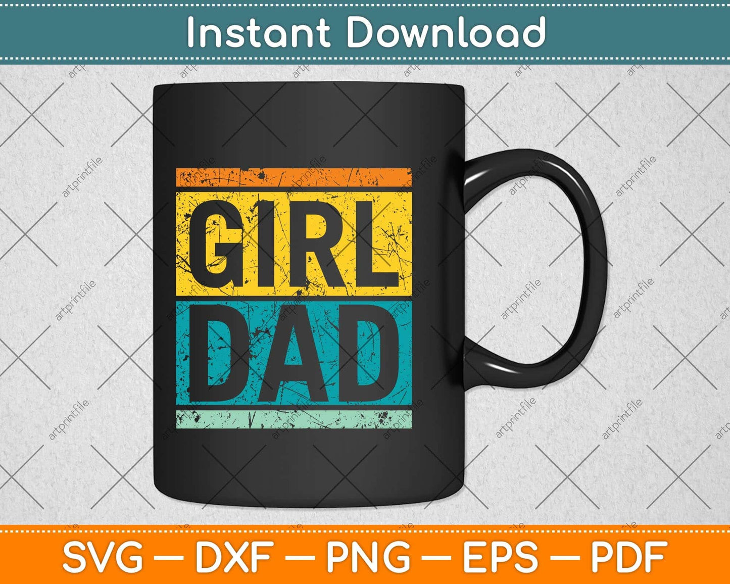 Girl Dad With Daughters Hashtag Svg Png Dxf Digital Cutting File