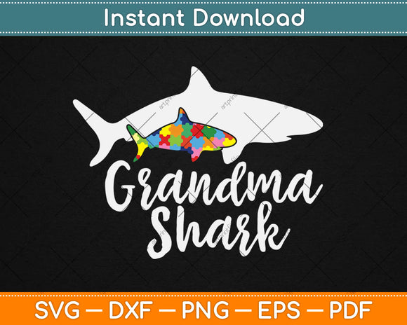 Grandma Shark Puzzle Piece Cool Autism Awareness Svg Design Cricut Cutting Files